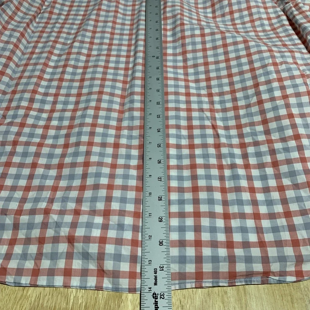 J. Crew Shirt Men's XL Long Sleeve Coral Gray & White‎ Check Cotton Casual